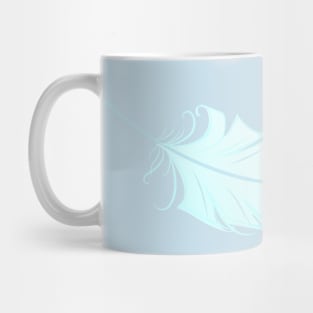 White angel feather on blue background Mug